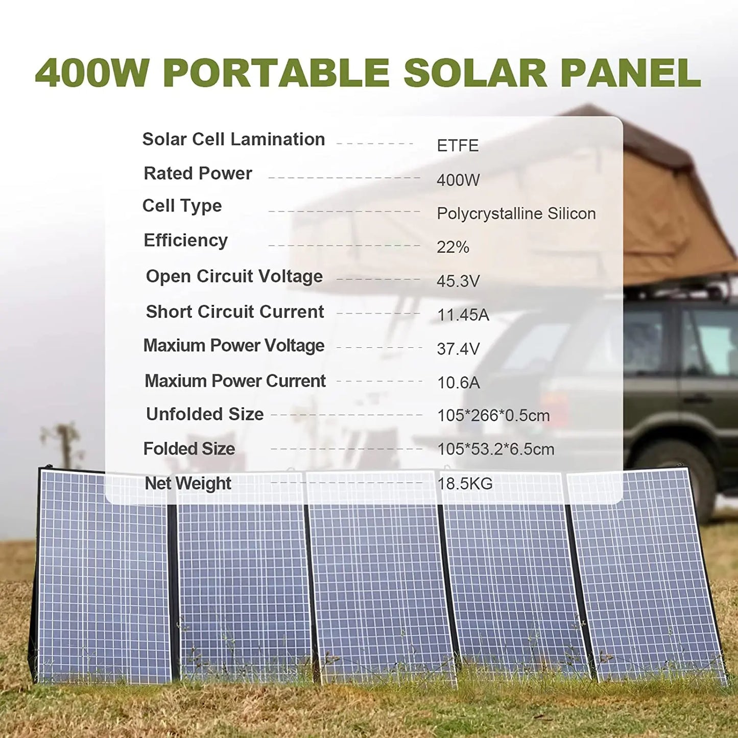 Foldable Solar Panel 400W / 200W / 140W / 100W / 60W Solar Panel with Solar Output for Power Station Solar Generator