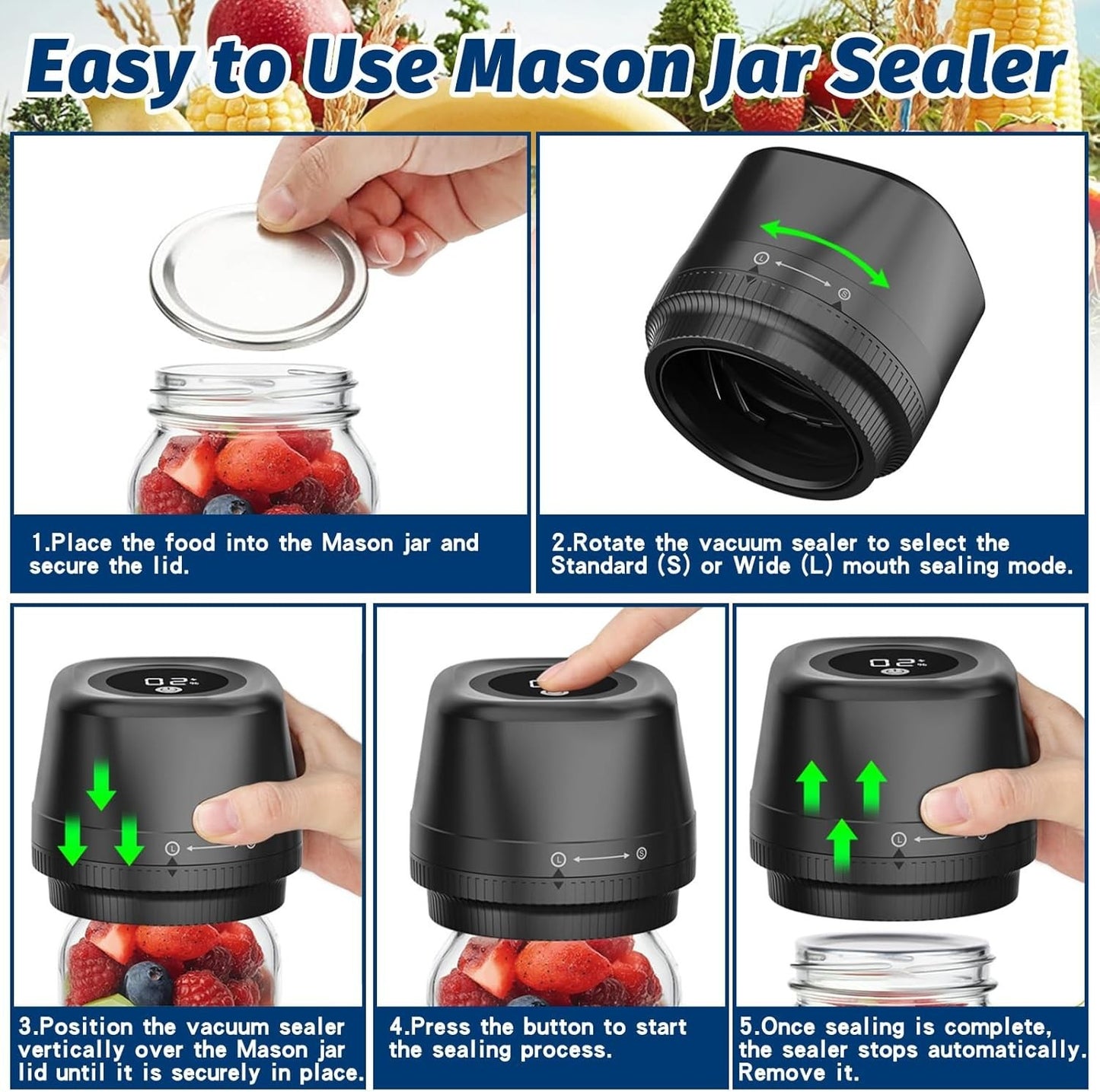 Mason Jar Vacuum Sealer - Multi-Function Electric Mason Jar Vacuum Sealer Kit