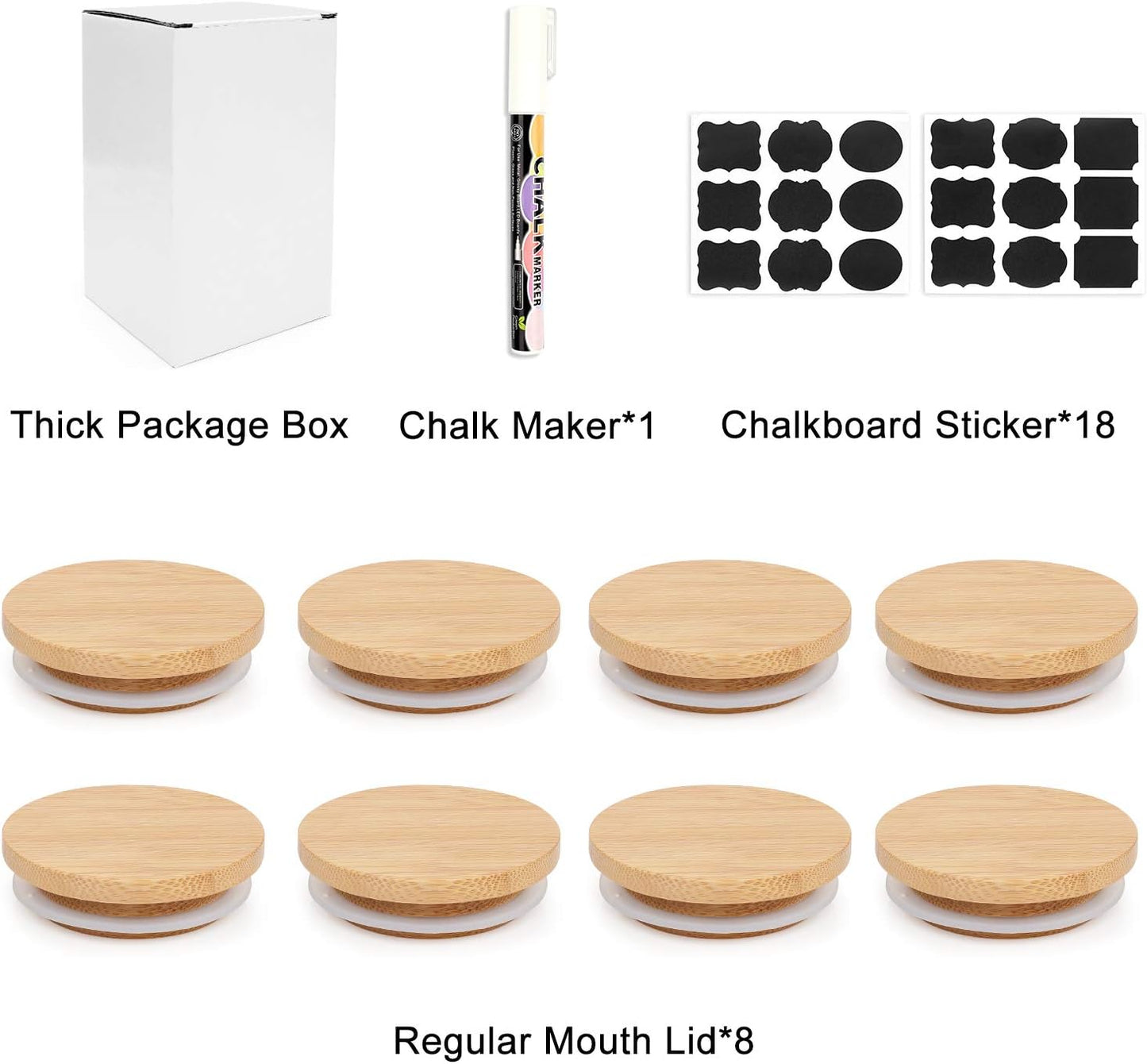 Bamboo Mason Jar Lids Regular Mouth Storage Canning Jar Lids, 8 Pack Lids for Regular Mouth Mason Jar