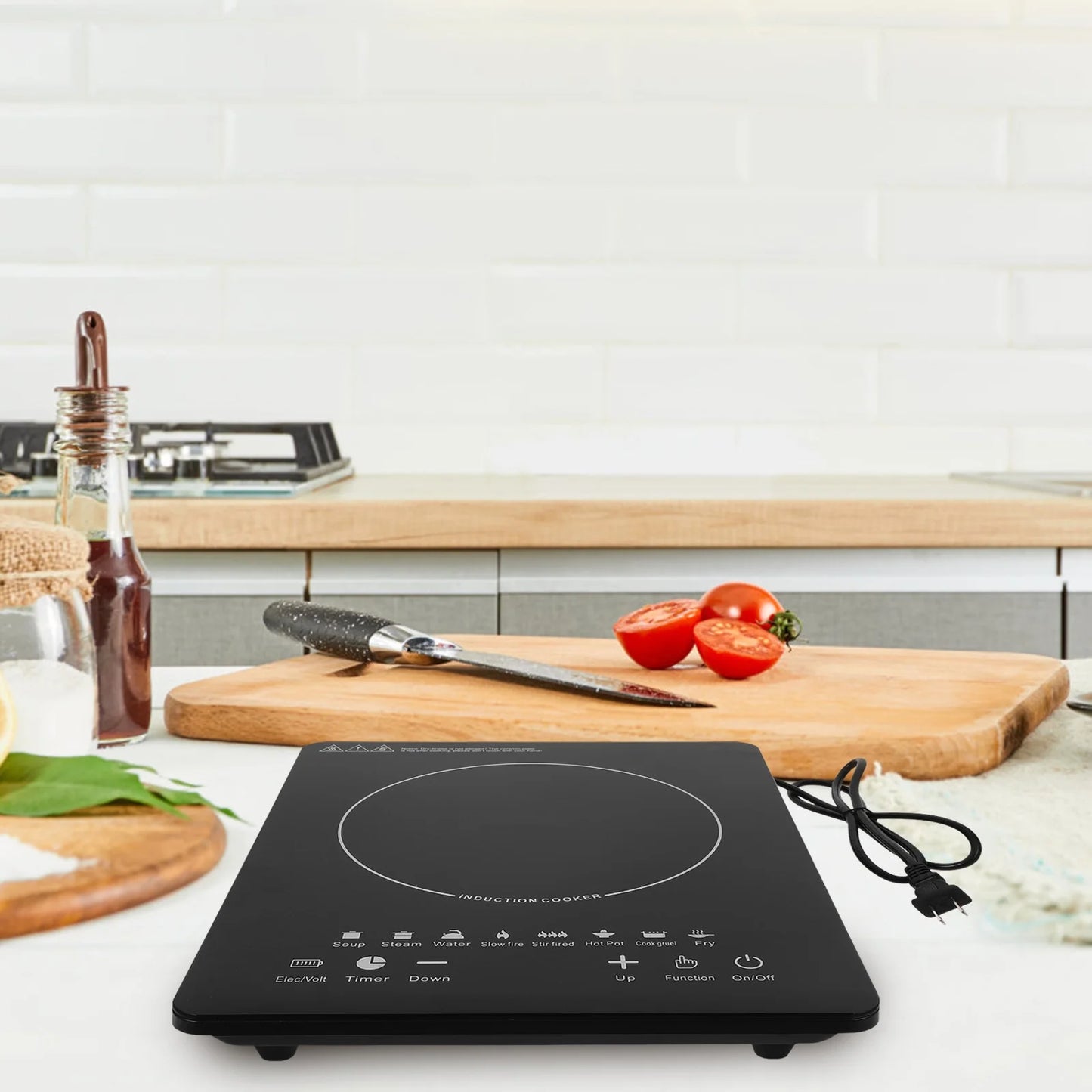 1000W Portable Induction Cooktop, Electric Single Countertop Burner with LCD Touch Screen Sensor and Digital Timer