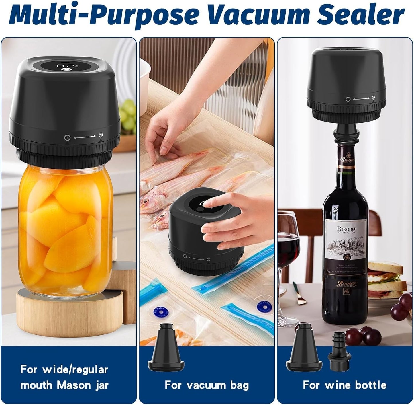 Mason Jar Vacuum Sealer - Multi-Function Electric Mason Jar Vacuum Sealer Kit