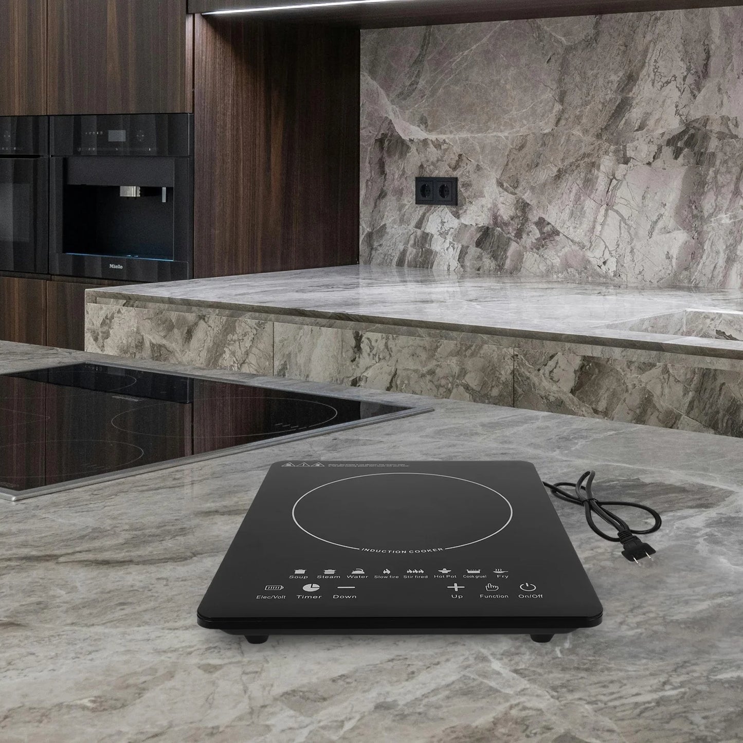 1000W Portable Induction Cooktop, Electric Single Countertop Burner with LCD Touch Screen Sensor and Digital Timer