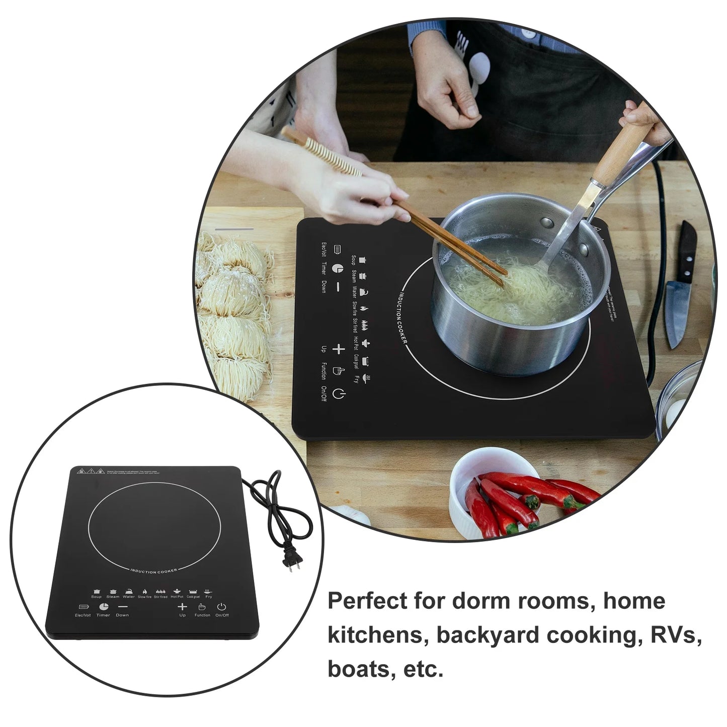 1000W Portable Induction Cooktop, Electric Single Countertop Burner with LCD Touch Screen Sensor and Digital Timer