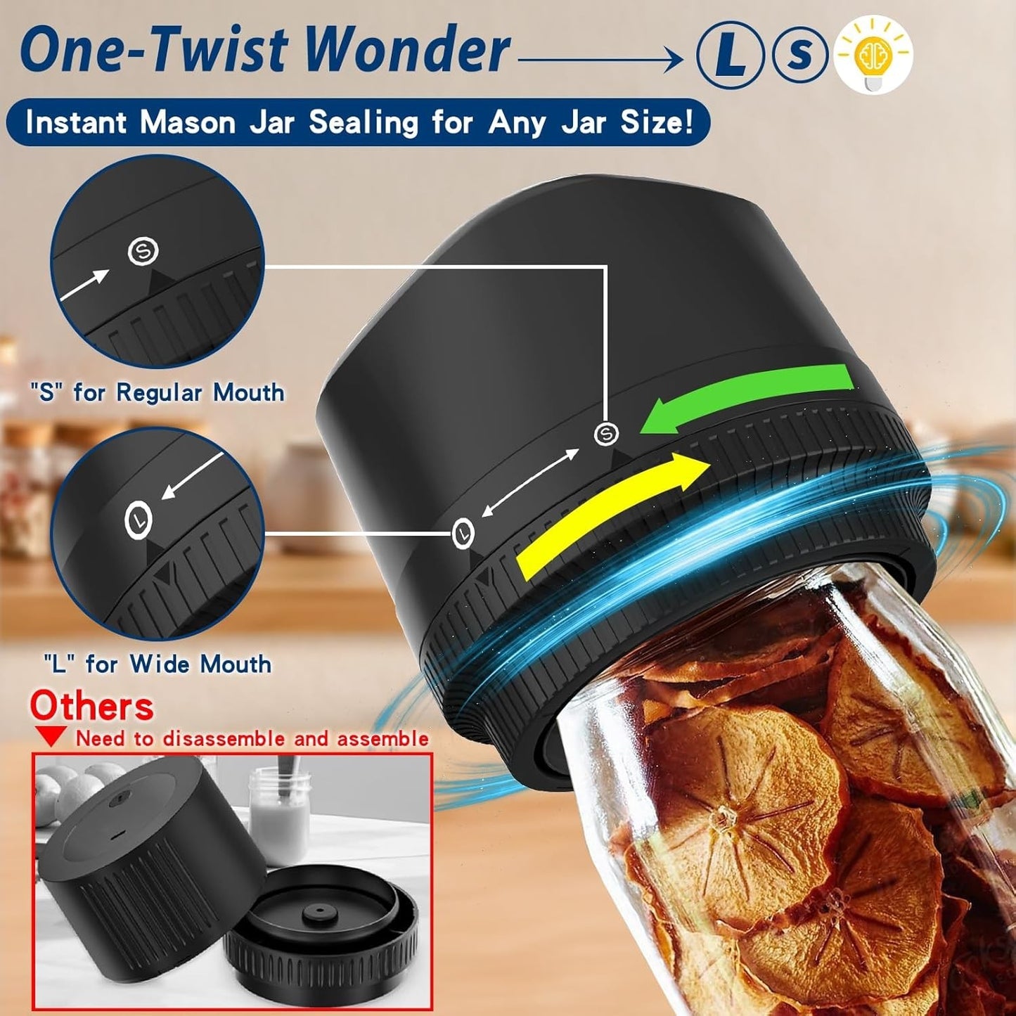 Mason Jar Vacuum Sealer - Multi-Function Electric Mason Jar Vacuum Sealer Kit