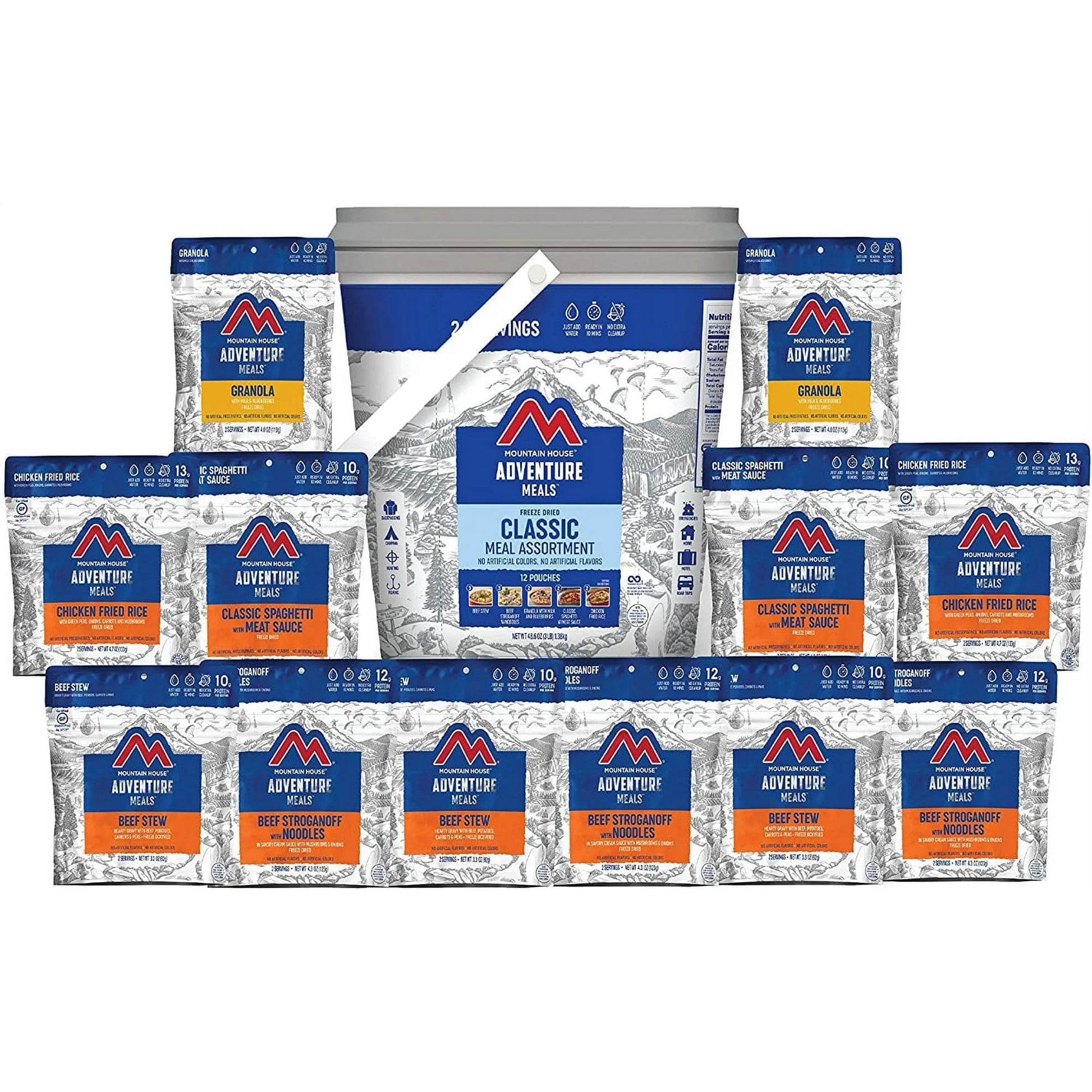 Classic Bucket (3 Pack) – Freeze-Dried Camping & Backpacking Meals, 24 Servings Each | Emergency Food Supply with Long Shelf Life | Just Add Water, Lightweight & Portable