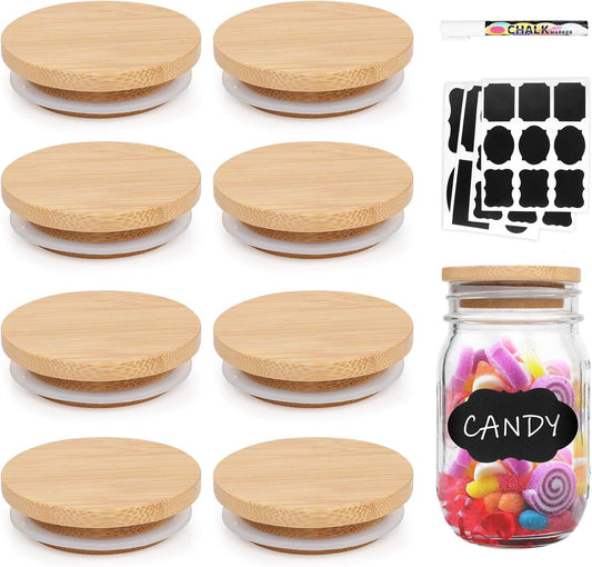Bamboo Mason Jar Lids Regular Mouth Storage Canning Jar Lids,  8 Pack Lids for Regular Mouth Mason Jar