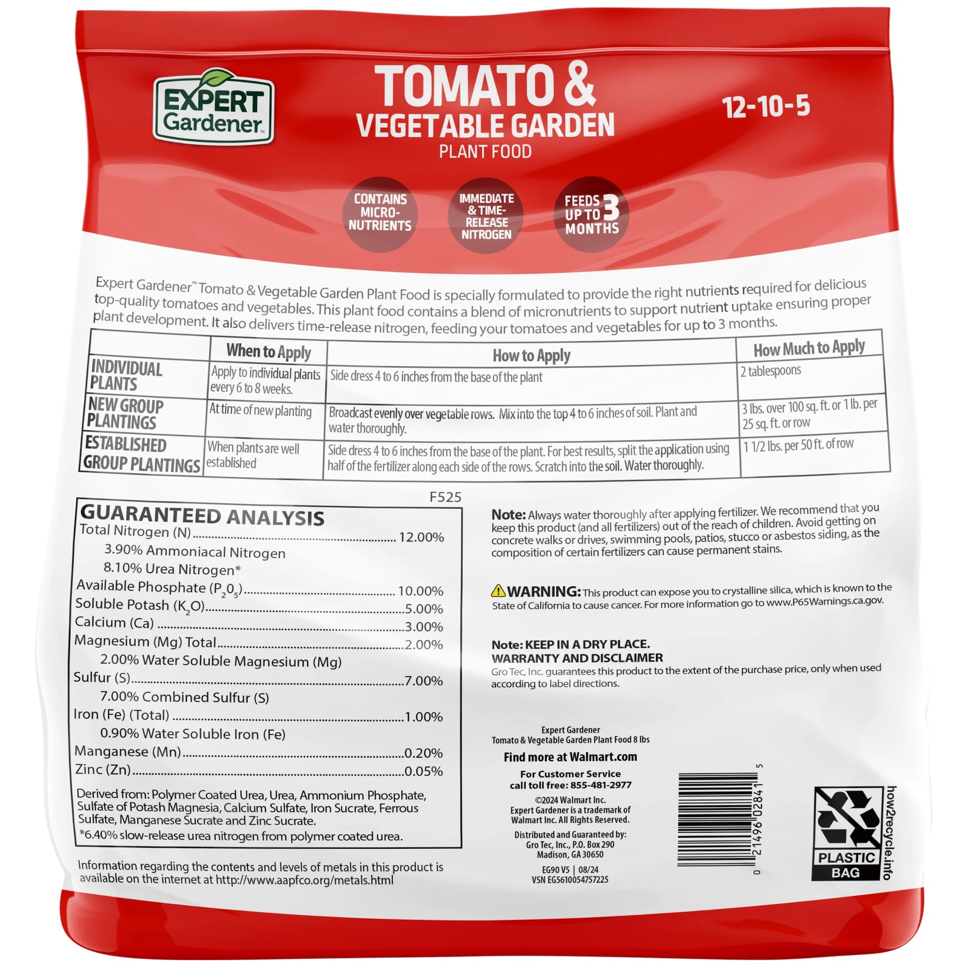 Tomato & Vegetable Garden Plant Food Fertilizer, 12-10-5 Fertilizer, 8 Lb.