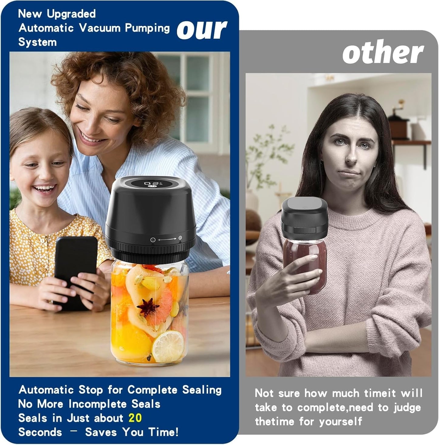 Mason Jar Vacuum Sealer - Multi-Function Electric Mason Jar Vacuum Sealer Kit