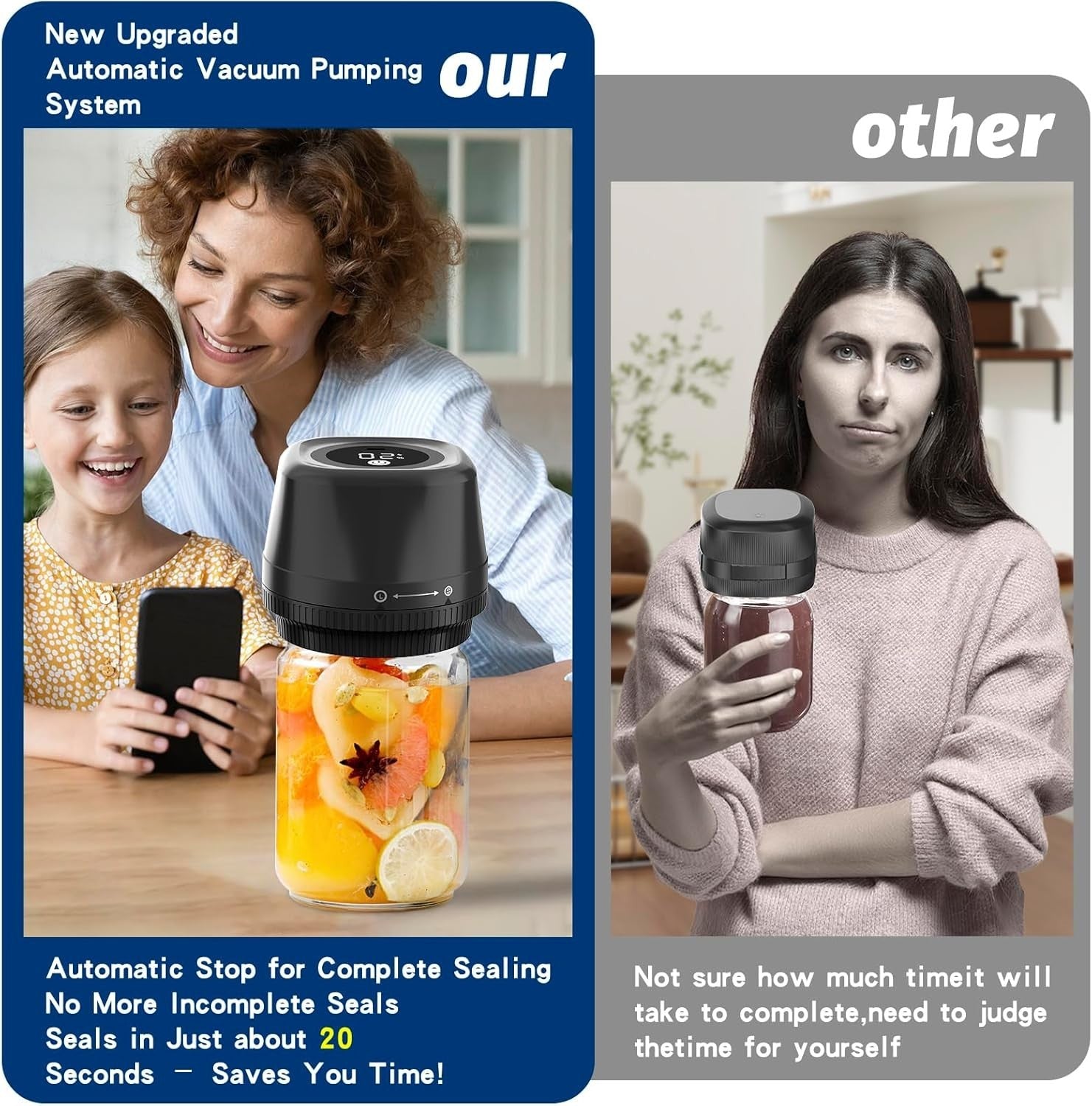 Mason Jar Vacuum Sealer - Multi-Function Electric Mason Jar Vacuum Sealer Kit
